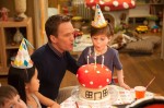 Patrick Winslow (Neil Patrick Harris) and his son Blue (Jacob Tremblay) in Columbia Pictures and Sony Pictures Animation's SMURFS 2.