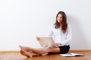 business woman working at home with laptop